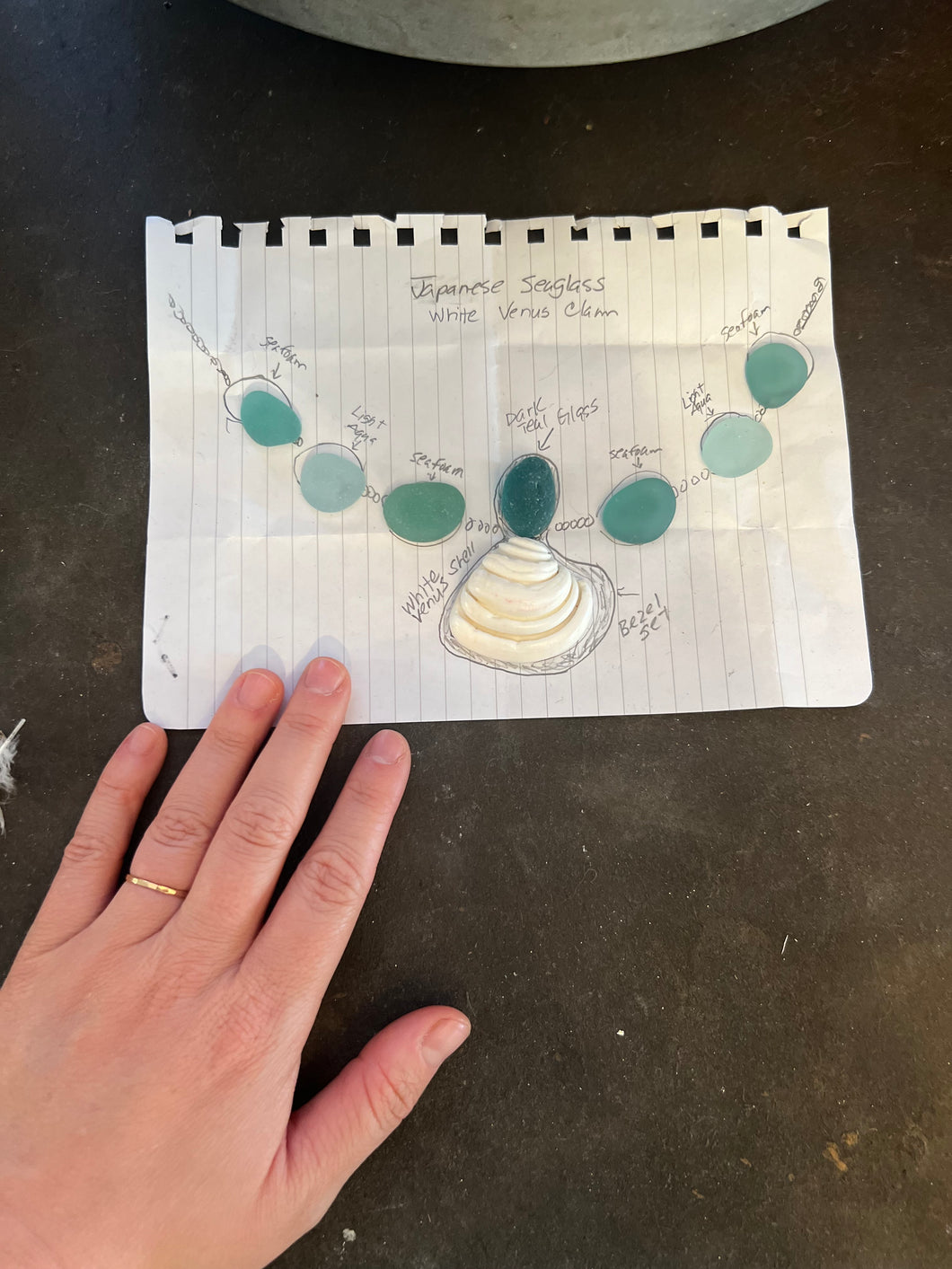 Sea glass and shell necklace for Mechelle
