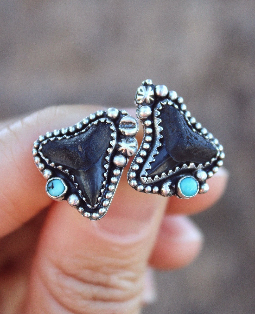 Custom shark tooth studs