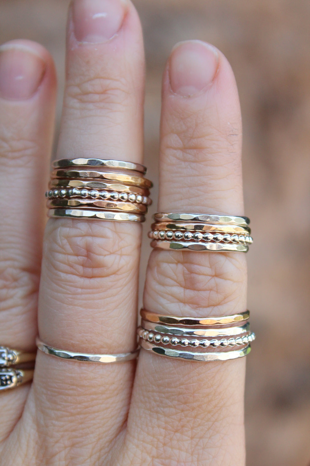 Beaded Silver Stacker Rings